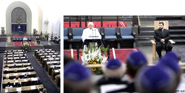 Benedict XVI speaking to Jews at the Synagogue of Cologne